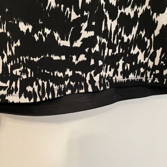 ANN TAYLOR Graphic Sonnet Print Tie Waist Dress Black White Geo Sheath NO BELT M - Picture 14 of 15